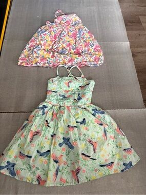 Jojo Maman Babe Cherokee Floral Bird Smocked Sundress-set of 2